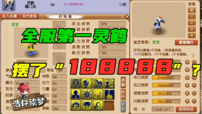 梦幻西游：11J灵鹤诞生，堪称全服第一，188888摆藏宝阁！