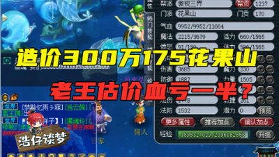梦幻西游：土豪投入300万打造的175花果山，老王整号估价，看看亏了多少！