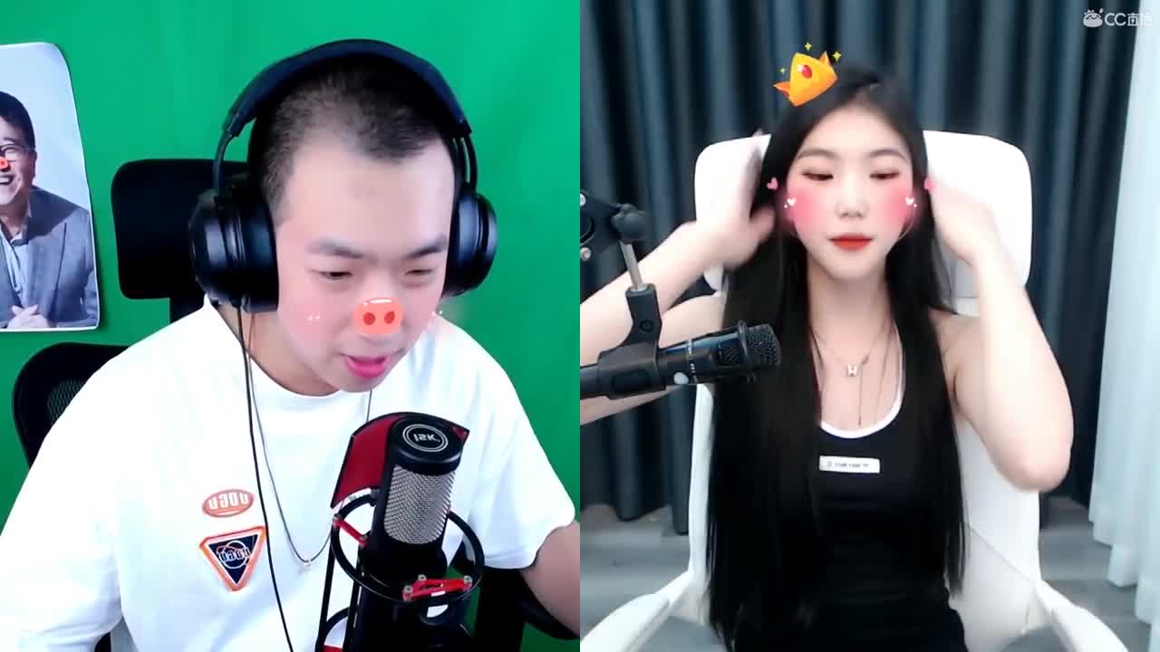 这主播头发真多