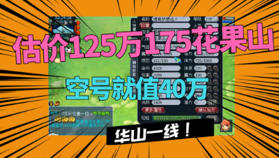 梦幻西游：估价125万175级花果山，华山一线水平，空号就值40万！
