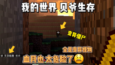 我的世界贝爷生存：这个血月是我遇到过最难得，家分分种被挖爆！