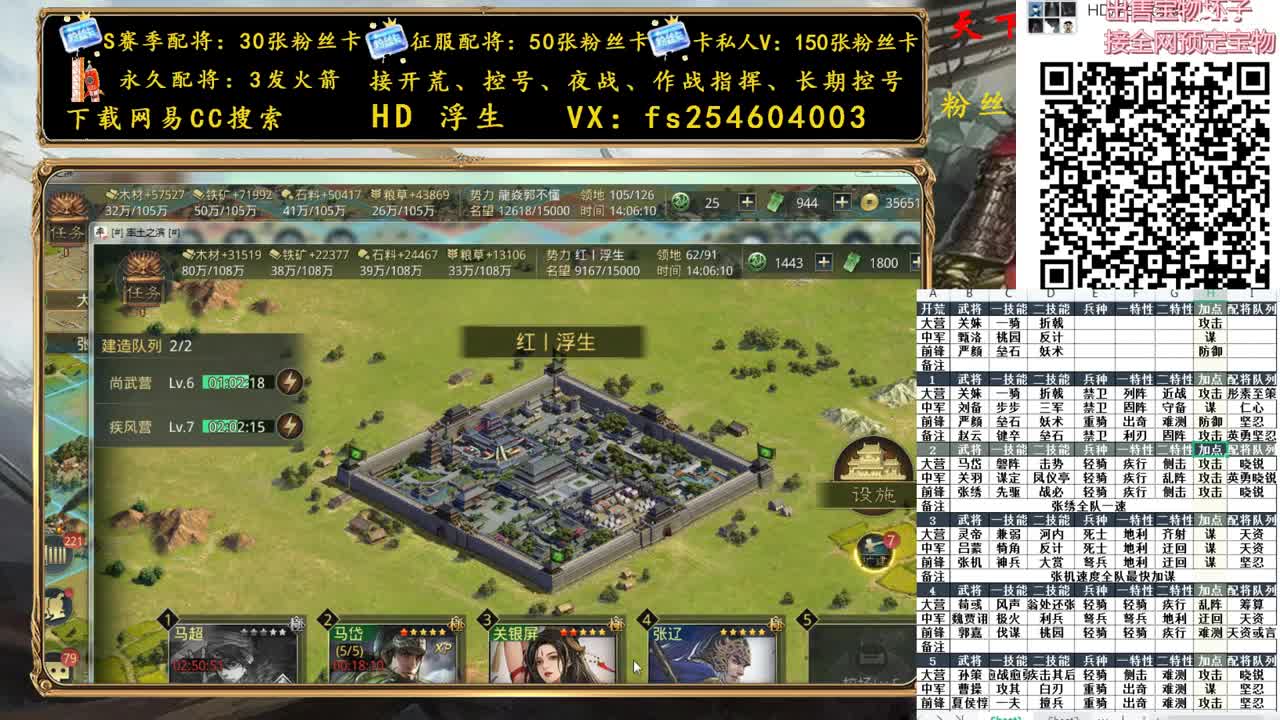 开荒冲榜，配将，修车 第2段