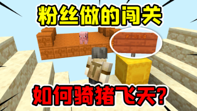 我的世界：粉丝给我做的闯关地图，第一关要骑猪飞天？