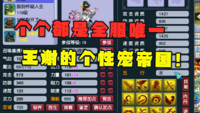 梦幻西游：个性宠第一人，全号宝宝加起来数百万，个个都是全服唯一！