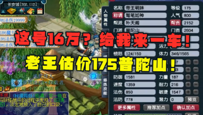 梦幻西游：“这号16万？给我来一车！”，老王给175普陀估价，馋坏粉丝！