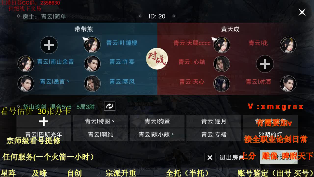 新手导师  看号 提修 账号估价  托管 第1段