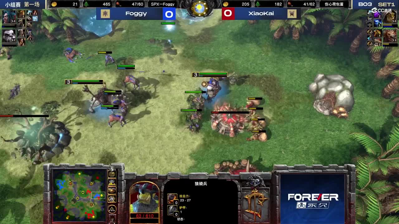 【NeXT冬季赛】魔兽争霸3  B组小组赛第一场  Foggy VS XiaoKai 第一局