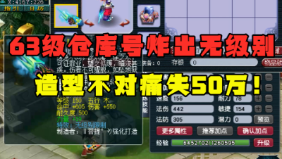 梦幻西游：63级仓库号鉴定出无级别，只因造型不对，痛失50万！