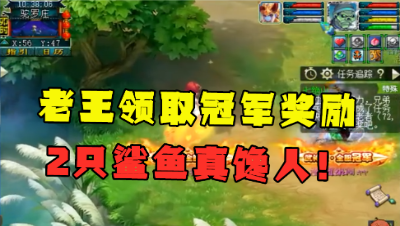 梦幻西游：老王直播领冠军奖励，光鲨鱼就2只，直接领到手软！
