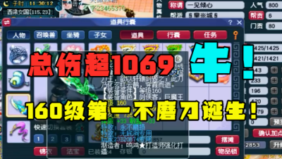 梦幻西游：160级第一不磨刀问世，总伤超1069，175级狮驼岭神器！