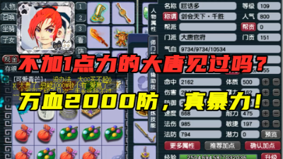 梦幻西游：不加1点力量的大唐见过吗？万血2000防，全身5件无级别！