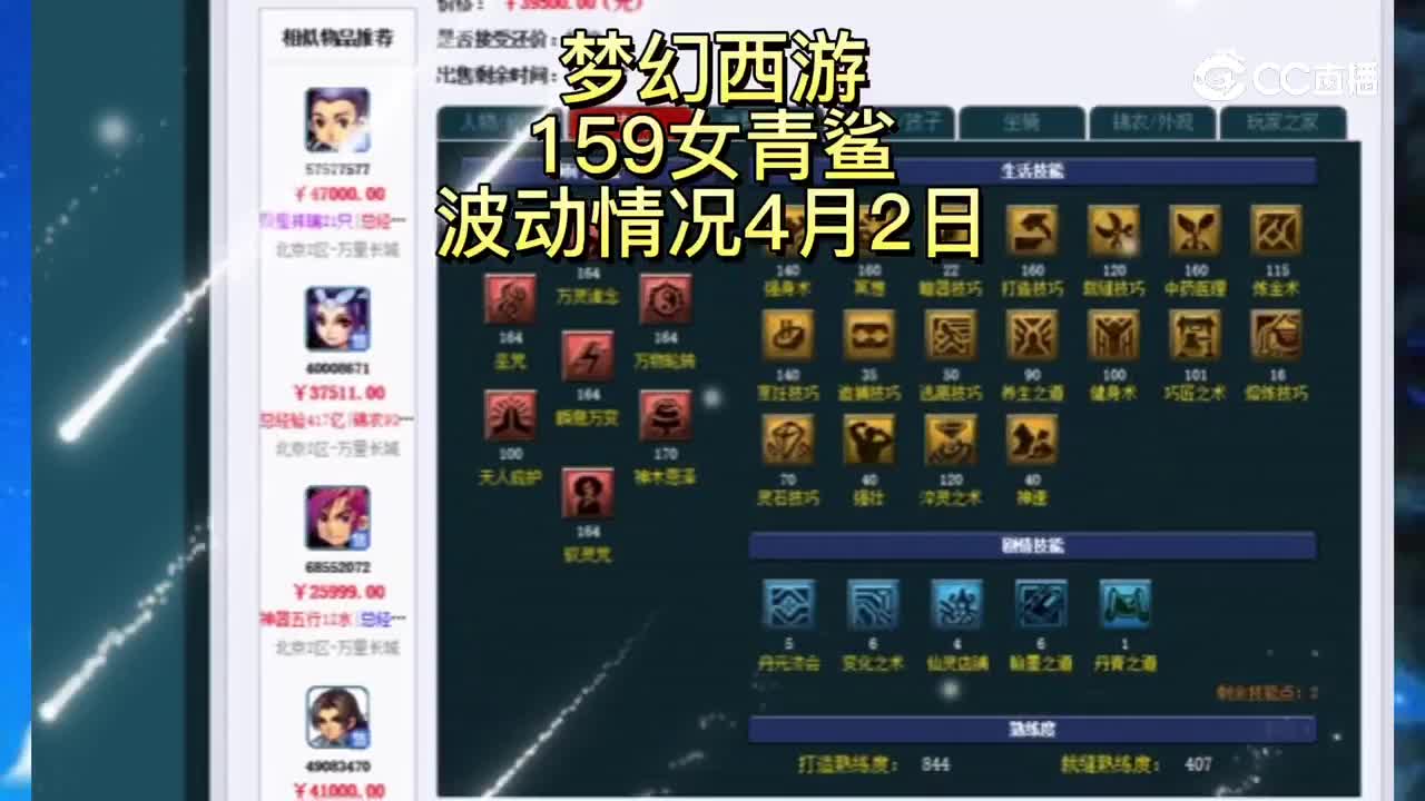 梦幻西游159女青鲨波动情况4月2日CC
