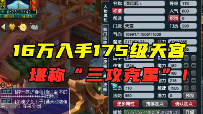 梦幻西游：16万入手175罕见天宫，装备堪称三攻克星，太会玩了！