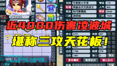 梦幻西游：4000伤凌波城多恐怖？一只宝宝40万，堪称三攻天花板！