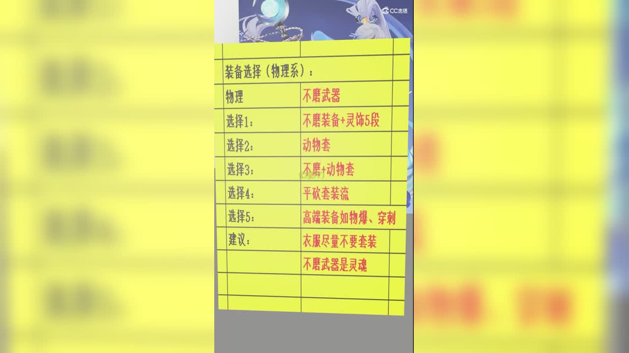 物理系装备选择