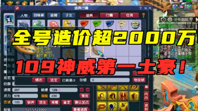 梦幻西游：109全服第一土豪，全身装备超2000万，净台神马是标配！