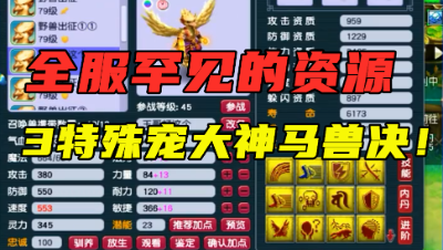梦幻西游：全服都罕见的资源，3特殊宠打神马兽决，打成至少值50万！