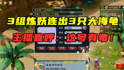 梦幻西游：3组炼妖连出3只大海龟你敢信？主播直呼：这号炼妖有毒！