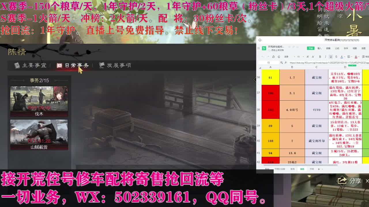 藏宝阁出号，接开荒