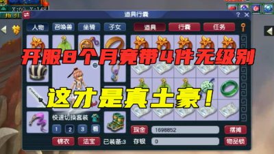梦幻西游：开服8个月带4件无级别，连净台宠都有，这才是真土豪！