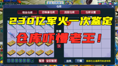 梦幻西游：20万成本鉴定230件军火，仓库吓懵老王，直呼太刺激！