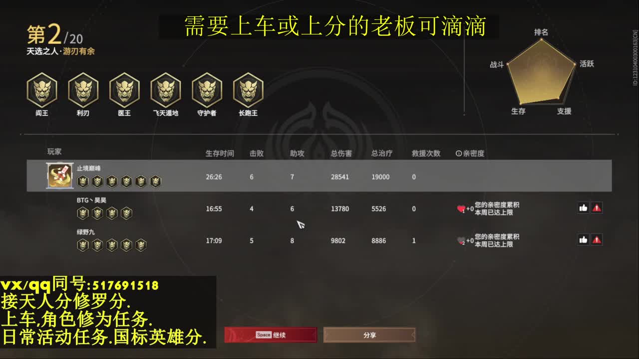 修罗局接上车,上分,天人榜.修为,日常