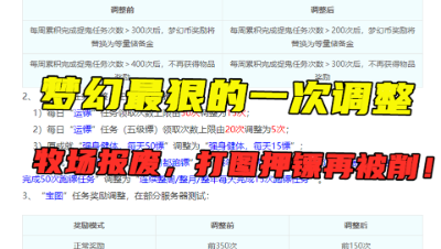 梦幻西游：最惨的一次维护，牧场彻底被砍没，打图押镖统统被削！