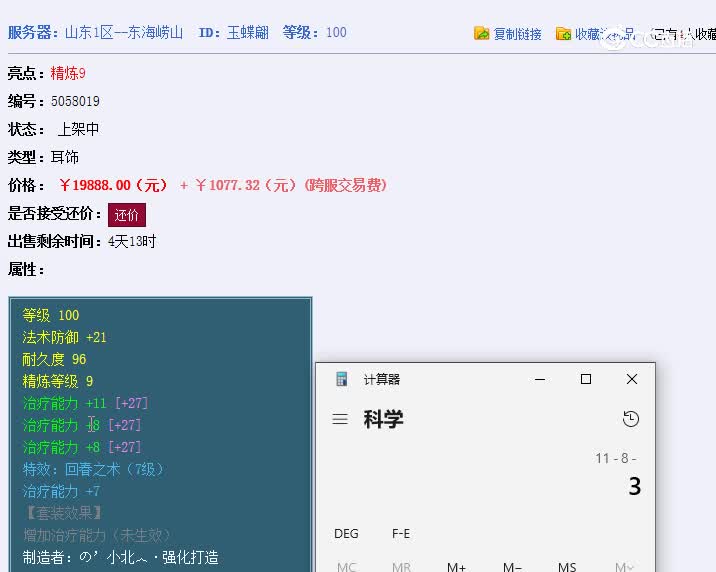 100耳饰