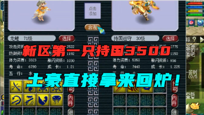 梦幻西游：0技能野生持国3500块？新区第一只，直接拿来回炉！