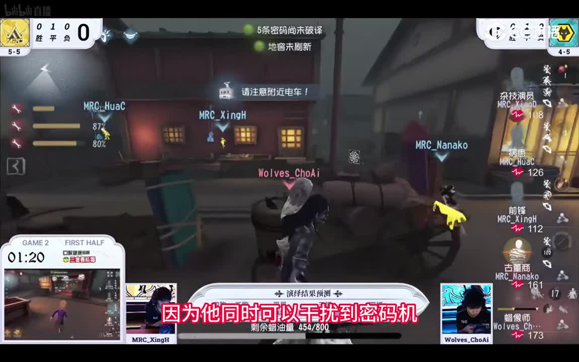 【第五人格】Wolves对阵MRC，金光新人宠爱，永眠镇蜡像师速抓