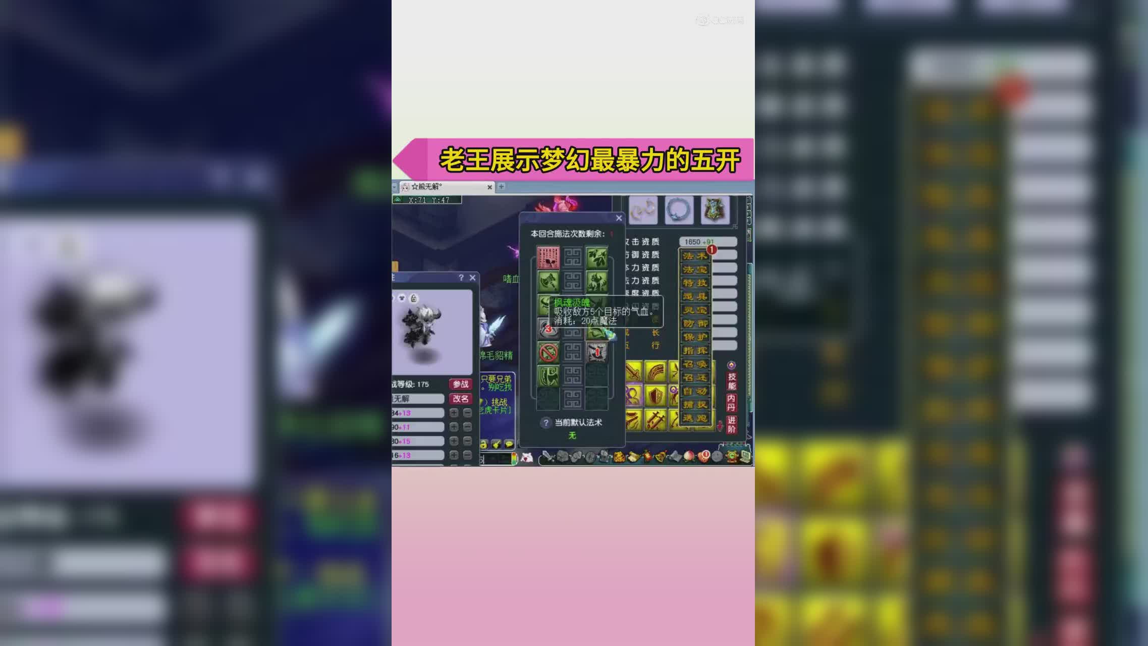 老王展示玩家队伍14技能的鲲鹏