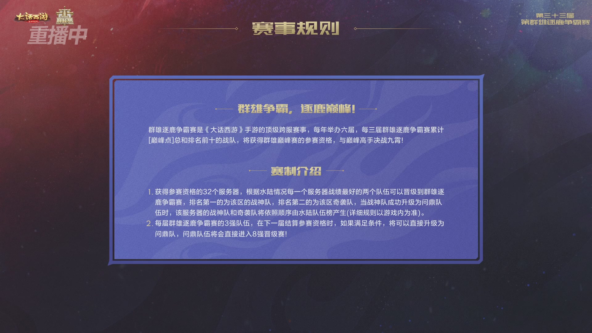 【重播】第33届群雄逐鹿争霸赛