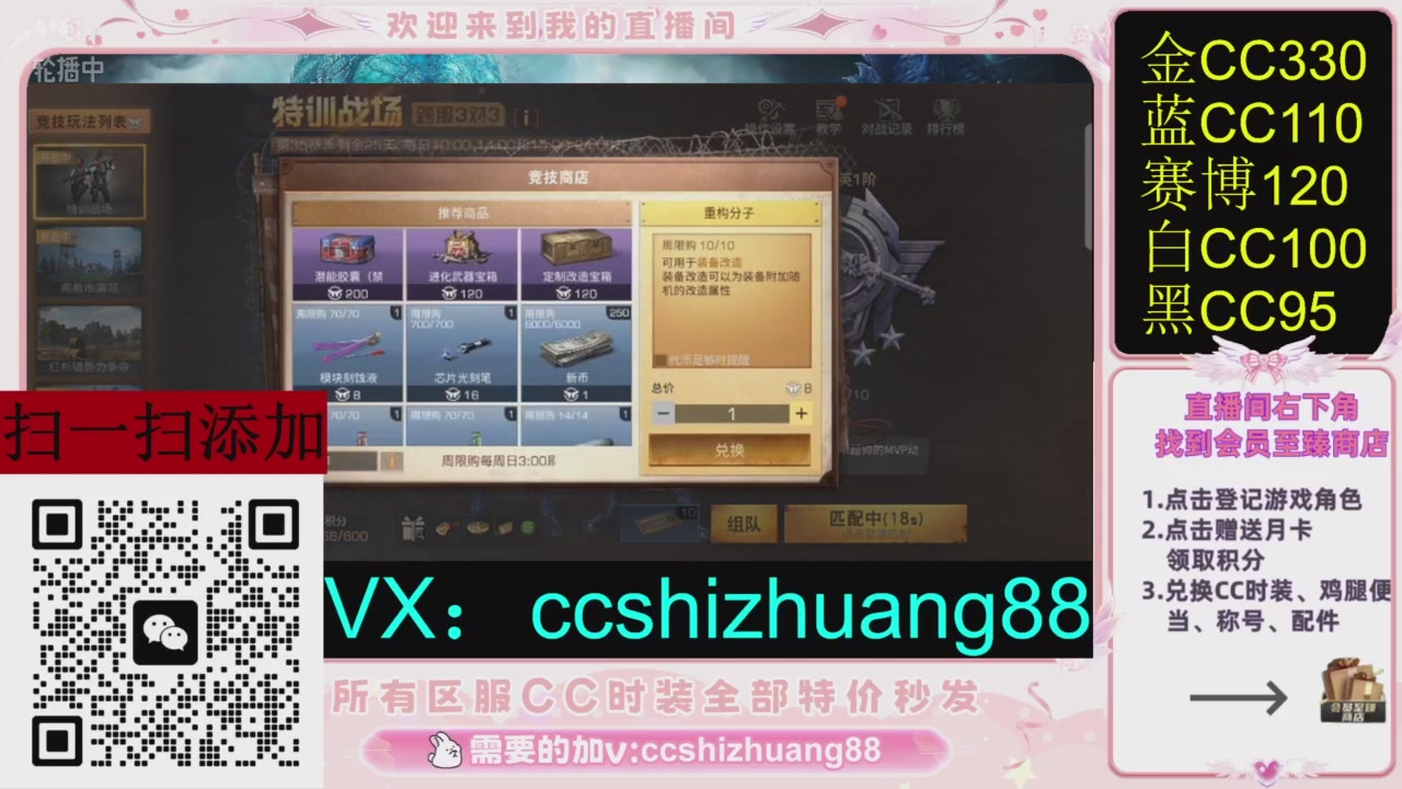 全服时装CC秒发（不是直播是回放哦）需要加V