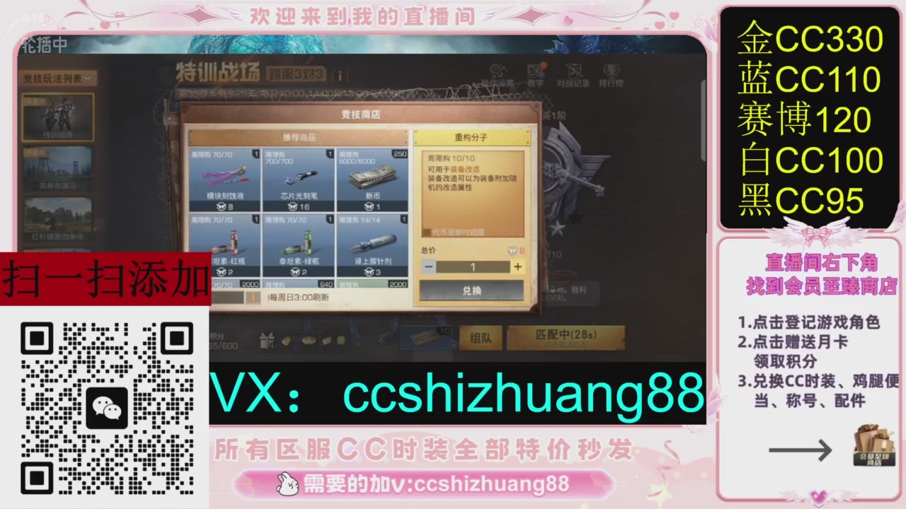 全服时装CC秒发（不是直播是回放哦）需要加V