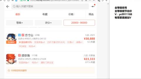 全等级细节找号估价
