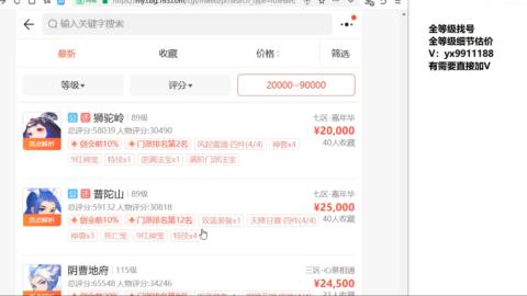 全等级细节找号估价