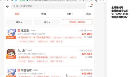 全等级细节找号估价
