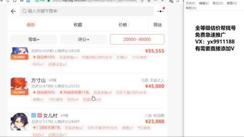 全等级细节找号估价