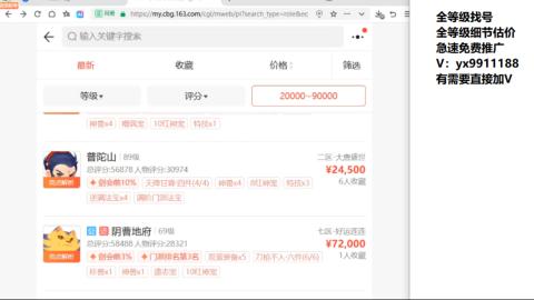 全等级帮找号细节估价