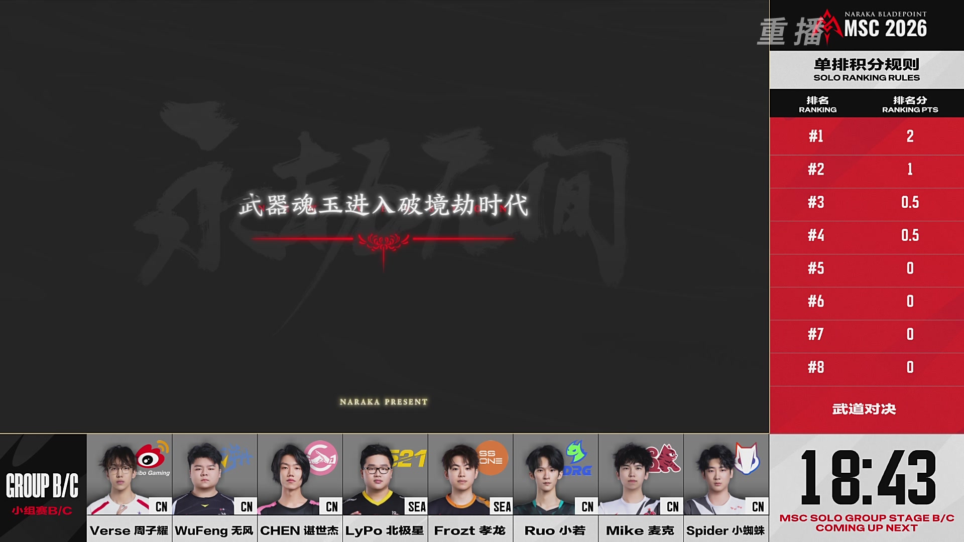 【重播】2026永劫无间季中冠军赛 单排小组赛B/C组