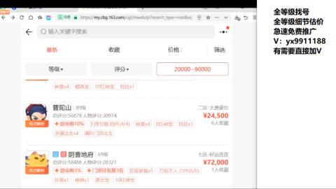 全等级帮找号细节估价