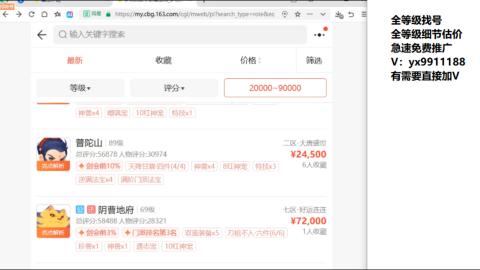 全等级帮找号细节估价